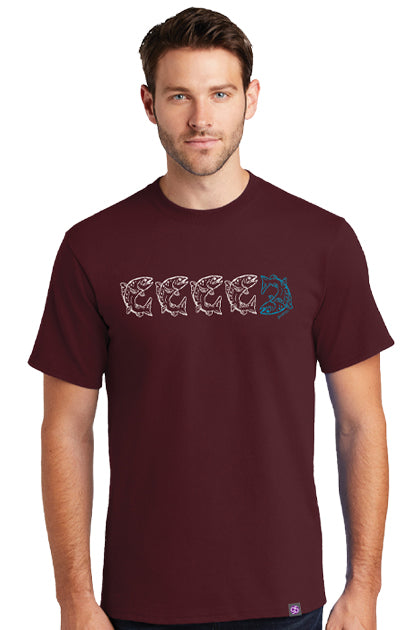 Five Things T-Shirt Series: Fish Athletic Maroon  100% cotton