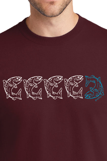 Five Things T-Shirt Series: Fish Athletic Maroon  100% cotton