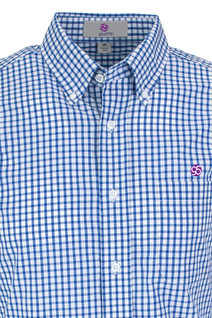 Clinton Gingham Button-Down Shirt 60% cotton/40% polyester Royal