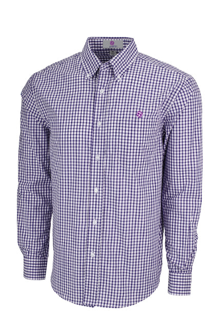 Clinton Gingham Button-Down Shirt 60% cotton/40% polyester Purple