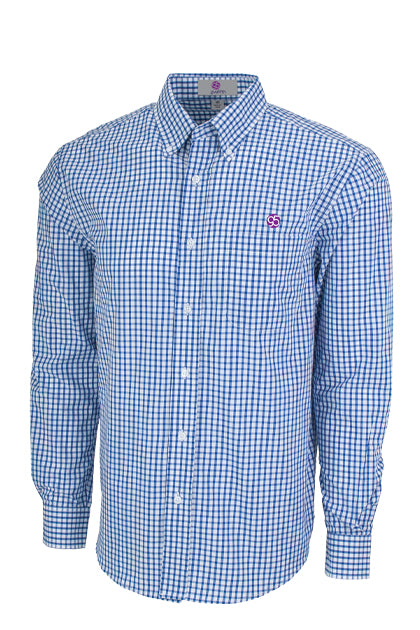 Clinton Gingham Button-Down Shirt 60% cotton/40% polyester Royal
