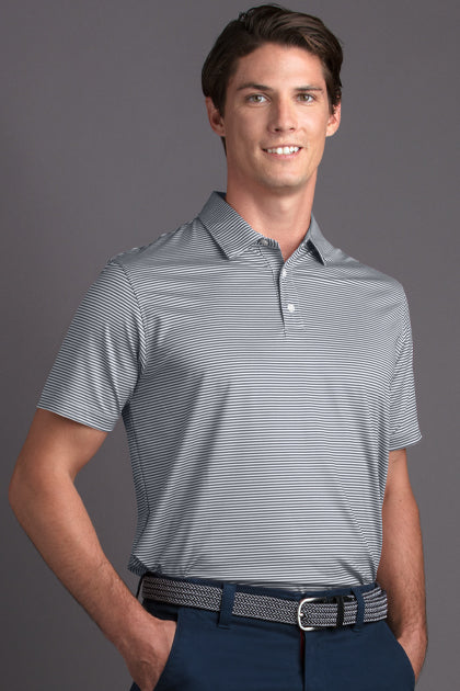 Fifth Hole Striped Performance Polo moisture-wicking Dark Gray