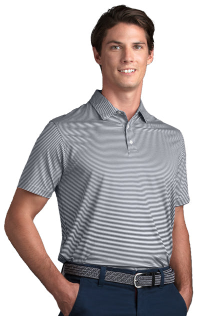 Fifth Hole Striped Performance Polo moisture-wicking Dark Gray