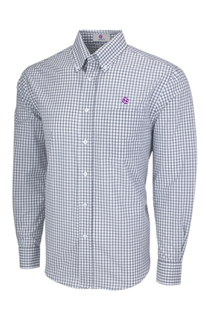 Clinton Gingham Button-Down Shirt 60% cotton/40% polyester Gray