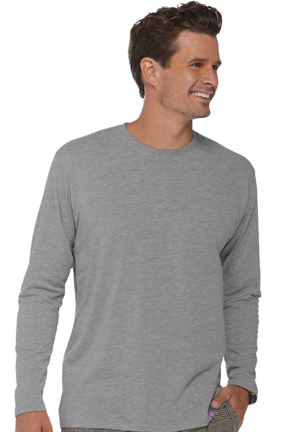 G5 Performance Long-Sleeve Shirt Navy Heather cotton, poly, and rayon blend