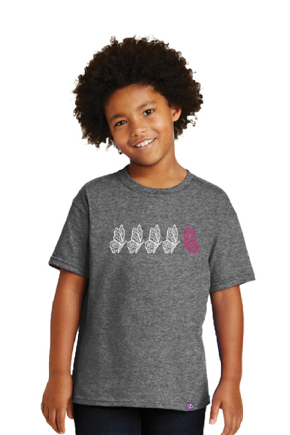 Kids’ Five Things T-Shirt Series: Butterflies Graphite Heather Gray 100% cotton