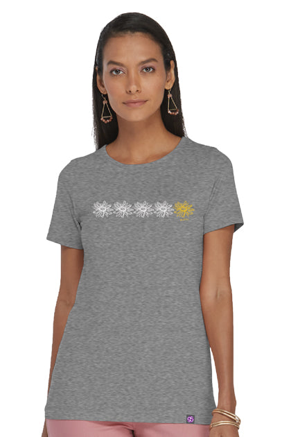 Women’s Five Things T-Shirt Series: Daisies Graphite Heather 60% cotton /40% polyester